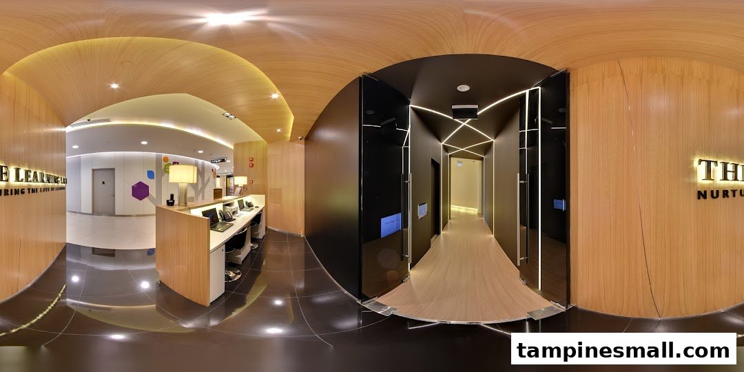 A modern and inviting interior view of The Learning Lab's reception area and hallway.