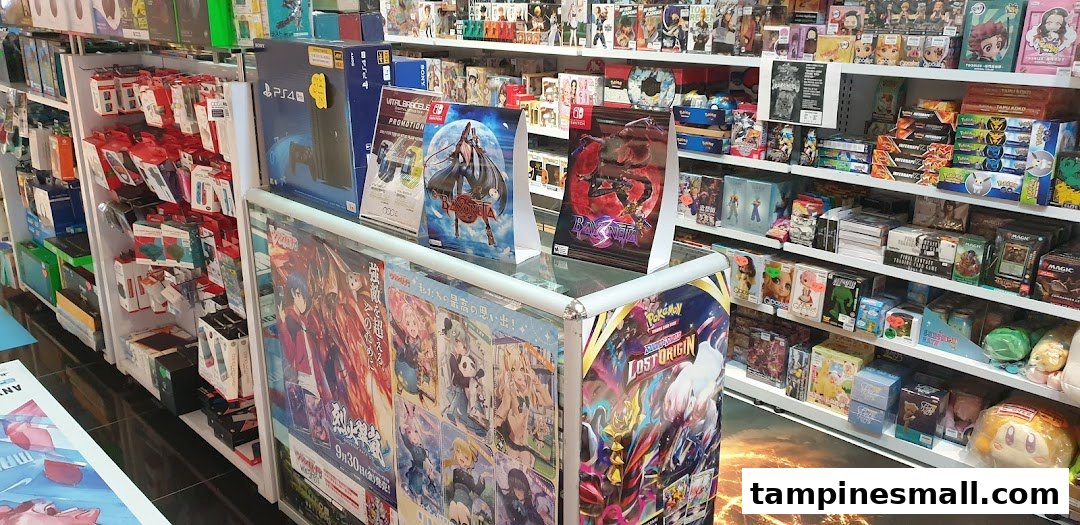 An interior view of 'Toy Or Game' showcasing shelves packed with video games, accessories, trading cards, and various collectibles.
