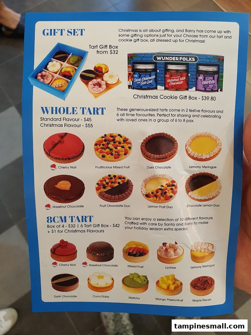 A detailed menu showcasing tarts and gift sets from Wunderfolks Pastry and Coffee.