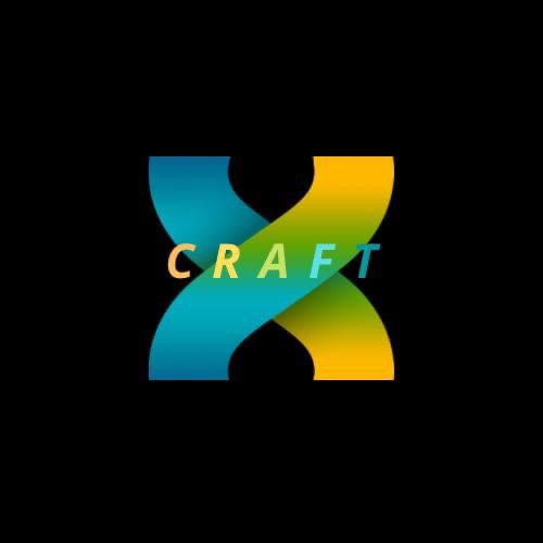 A vibrant logo featuring a stylized 'X' in blue and yellow with 'CRAFT' text.