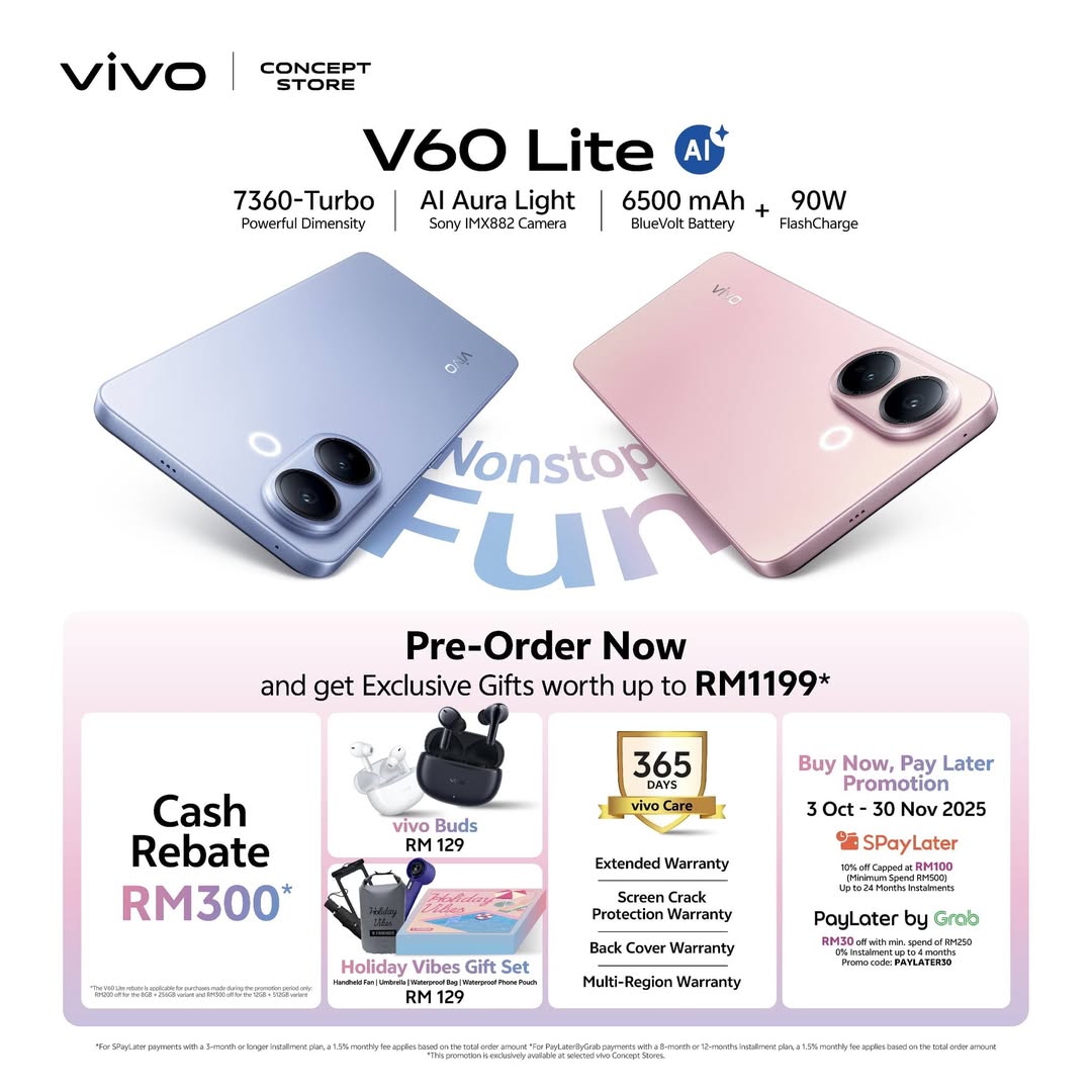 A sleek image of the new vivo V60 Lite smartphone showcasing its design and advanced camera module.
