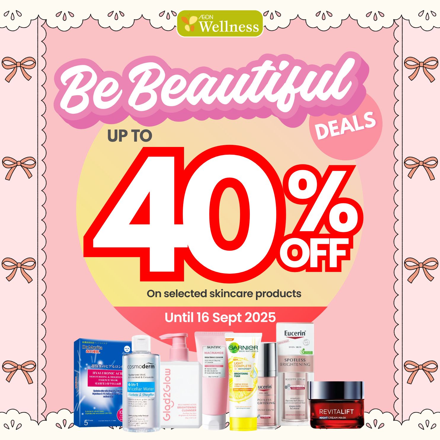 Variety of skincare items
