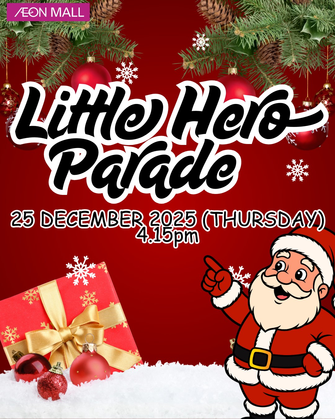 Children dressed as heroes celebrating Christmas at AEON MALL Tebrau City