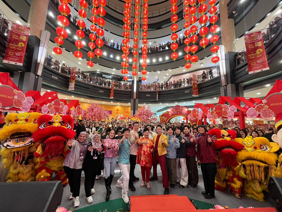 Performers on stage during the Chinese New Year celebration