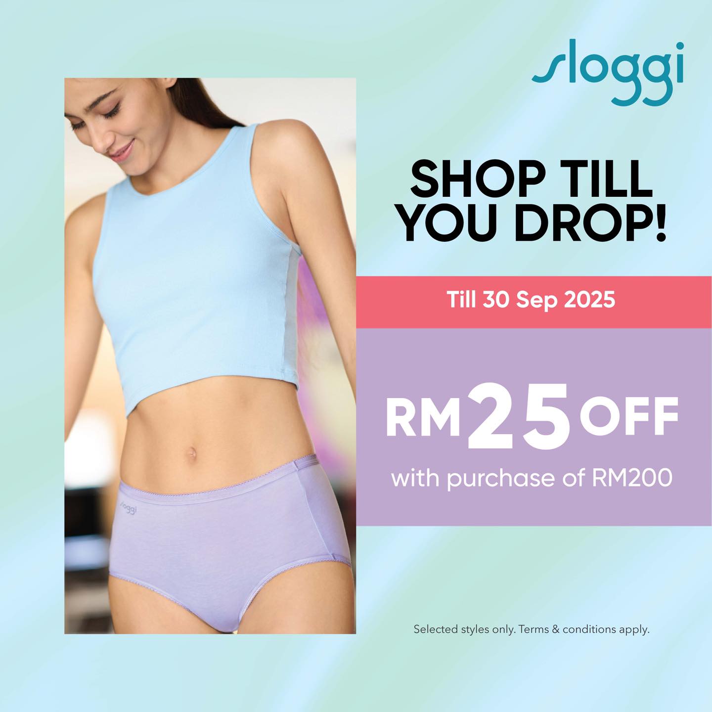 A comfortable Sloggi bra and underwear set, emphasizing softness and everyday wear.