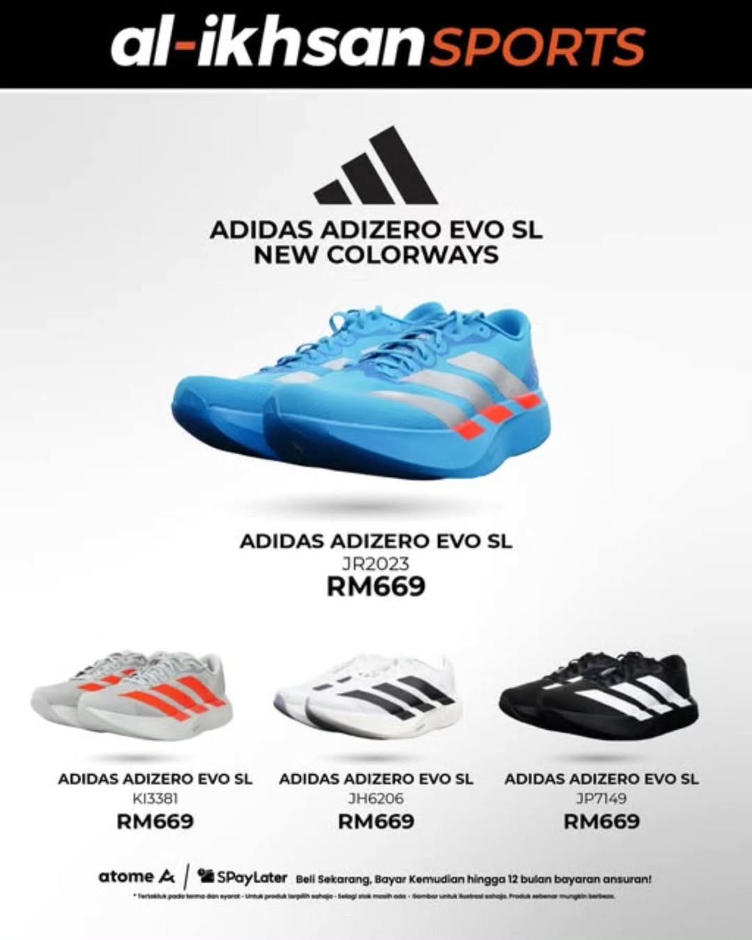 The adidas Adizero Evo SL in the striking Solar Blue Ekiden colorway