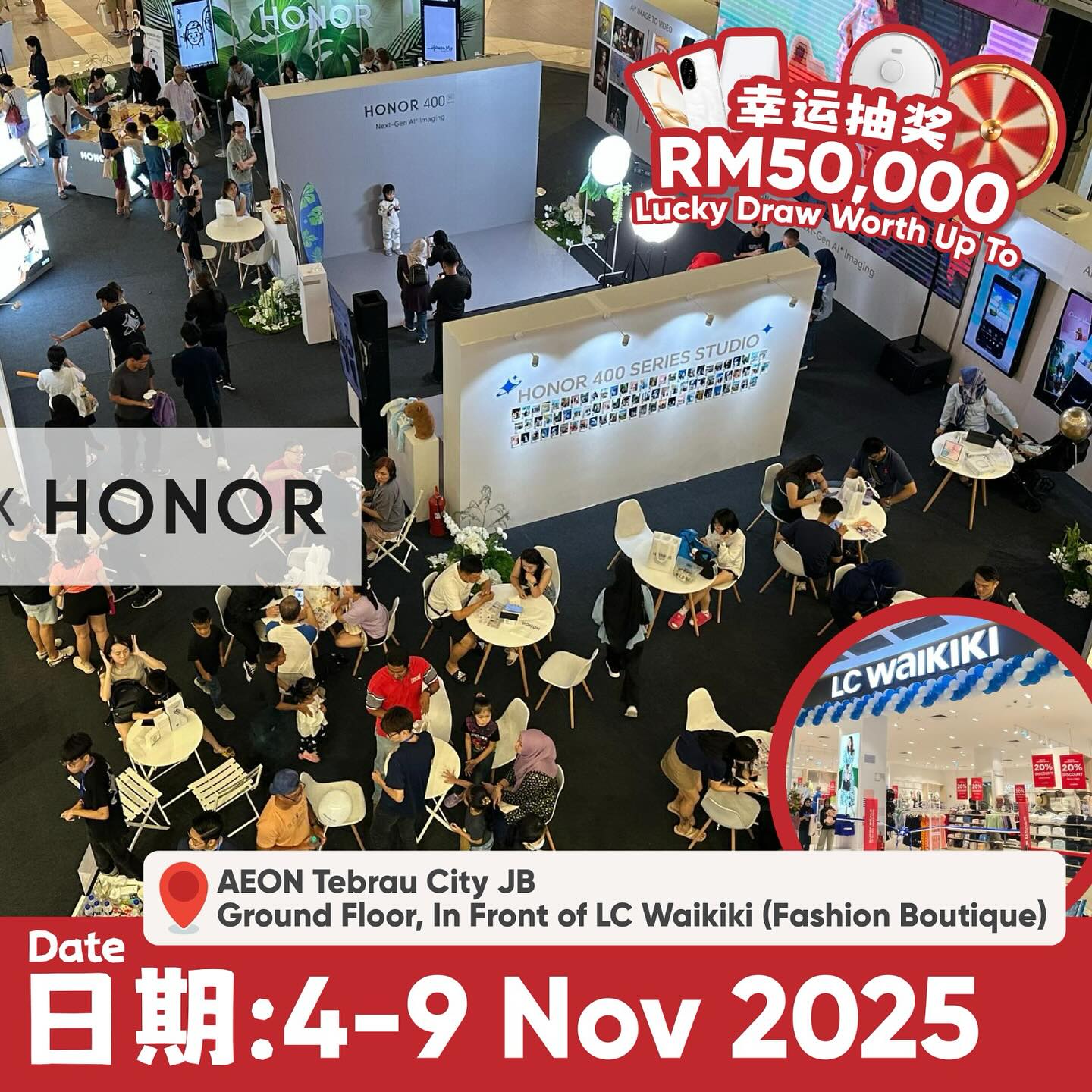 Attendees enjoying the festive atmosphere at the HONOR roadshow