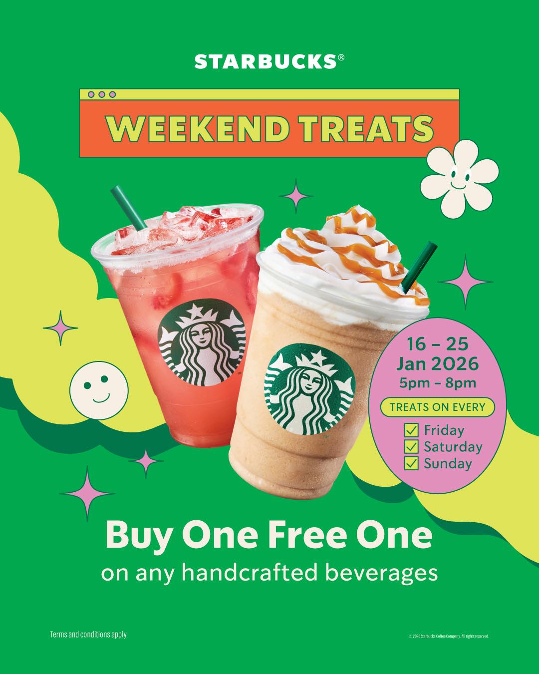 Starbucks handcrafted beverages featured for the weekend promotion