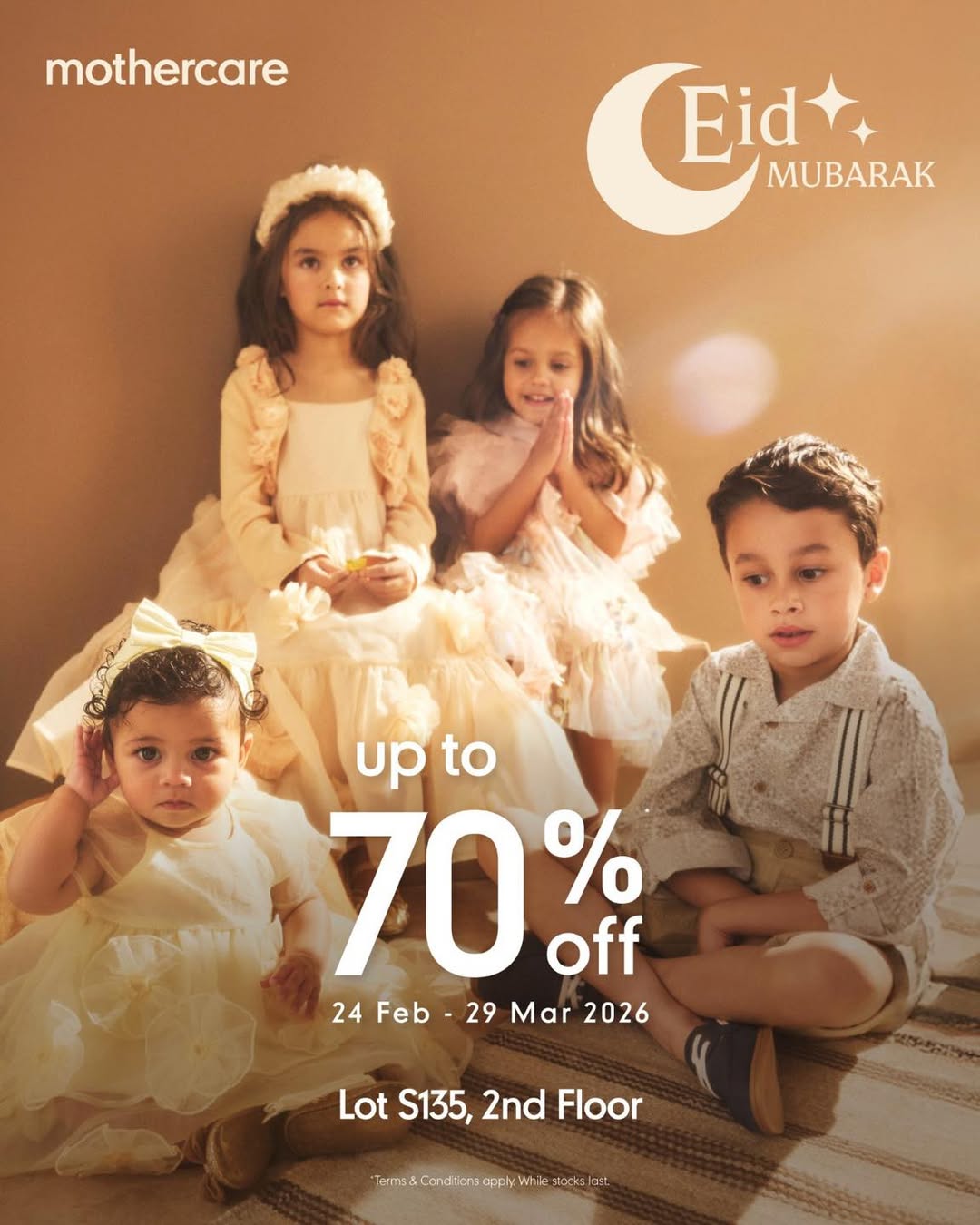 Mothercare Malaysia Raya Sale promotional banner featuring baby essentials and festive styles