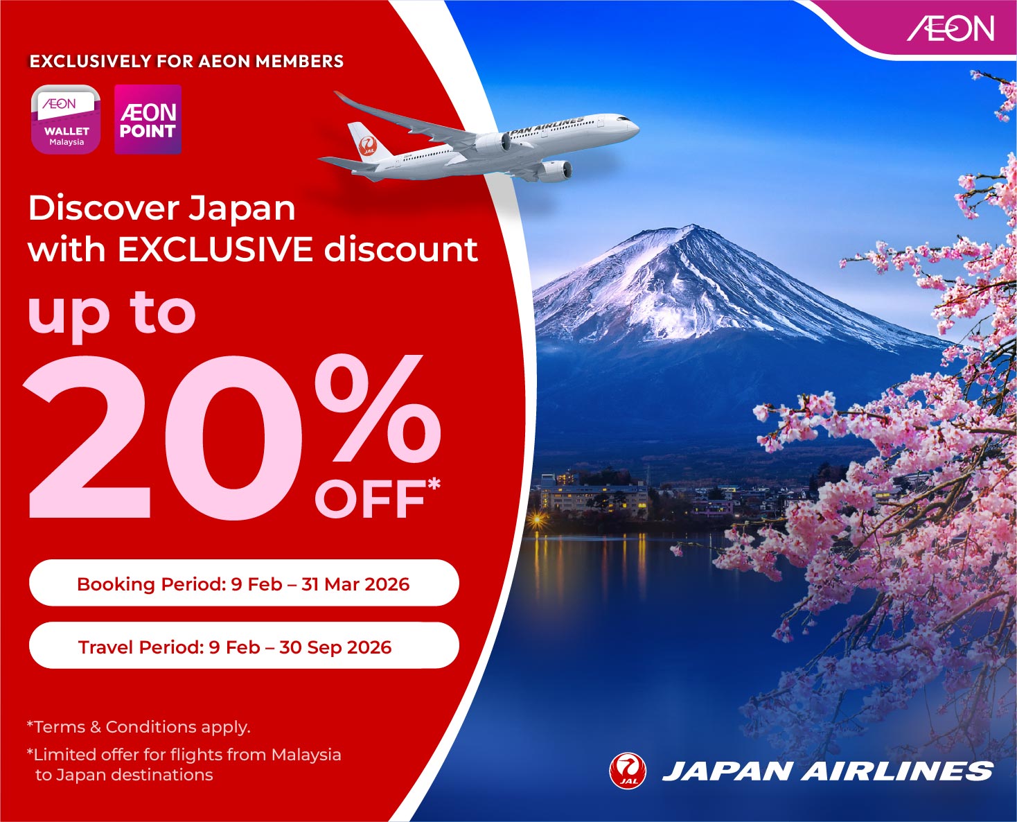 20% OFF Japan Airlines Flights for AEON Members