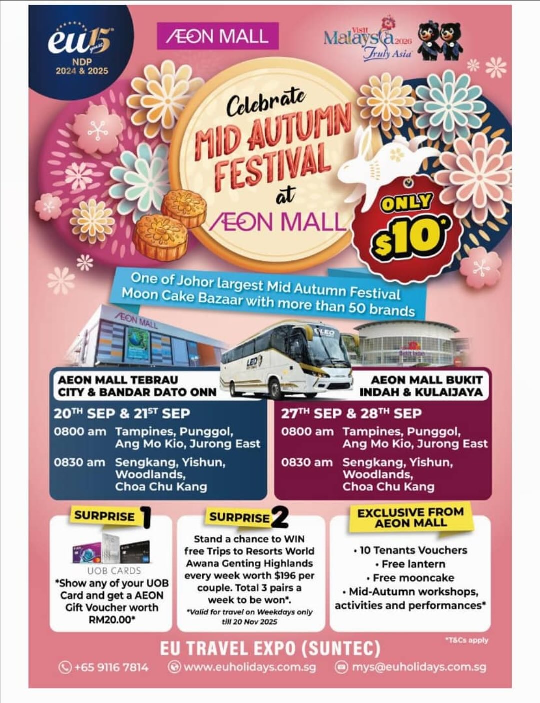 Vibrant Mid-Autumn Festival decorations and an array of mooncakes at AEON MALL Tebrau City