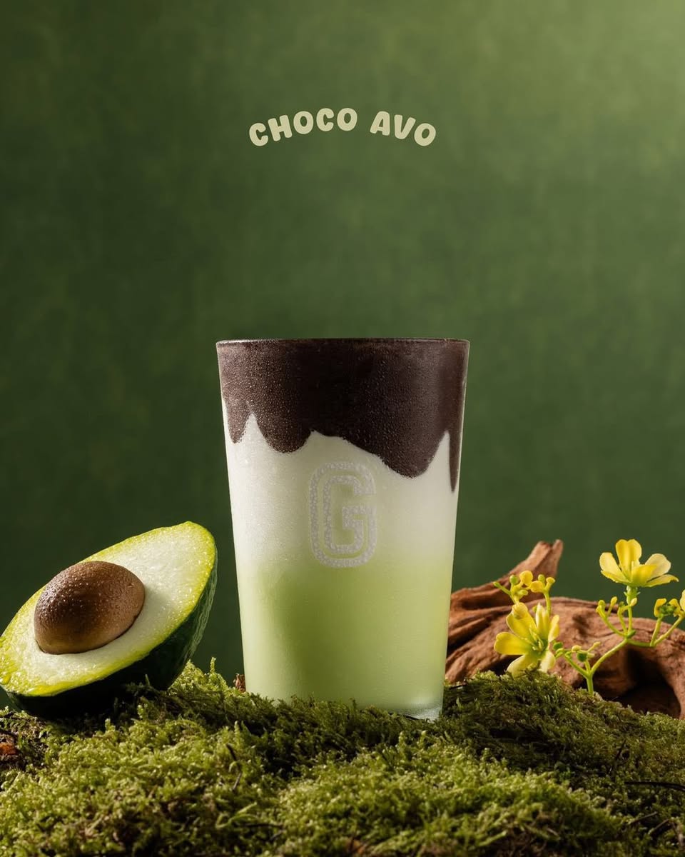 A close-up of a delicious drink from Gigi Coffee's Avocatdo Series