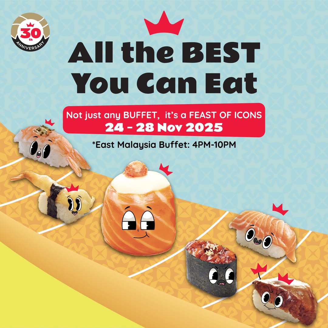 A vibrant spread of sushi and Japanese dishes at Sushi King Buffet.