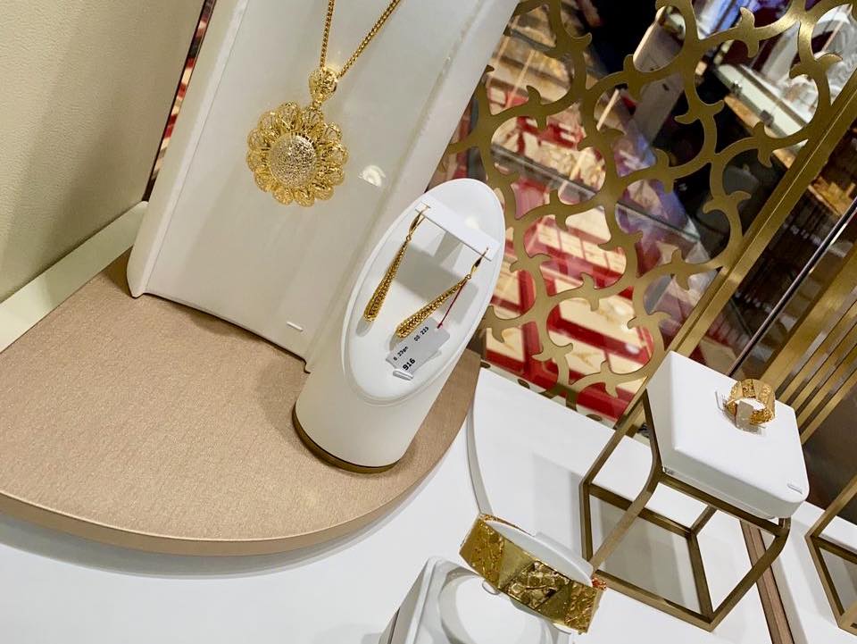 Close-up of Gold 916 jewelry