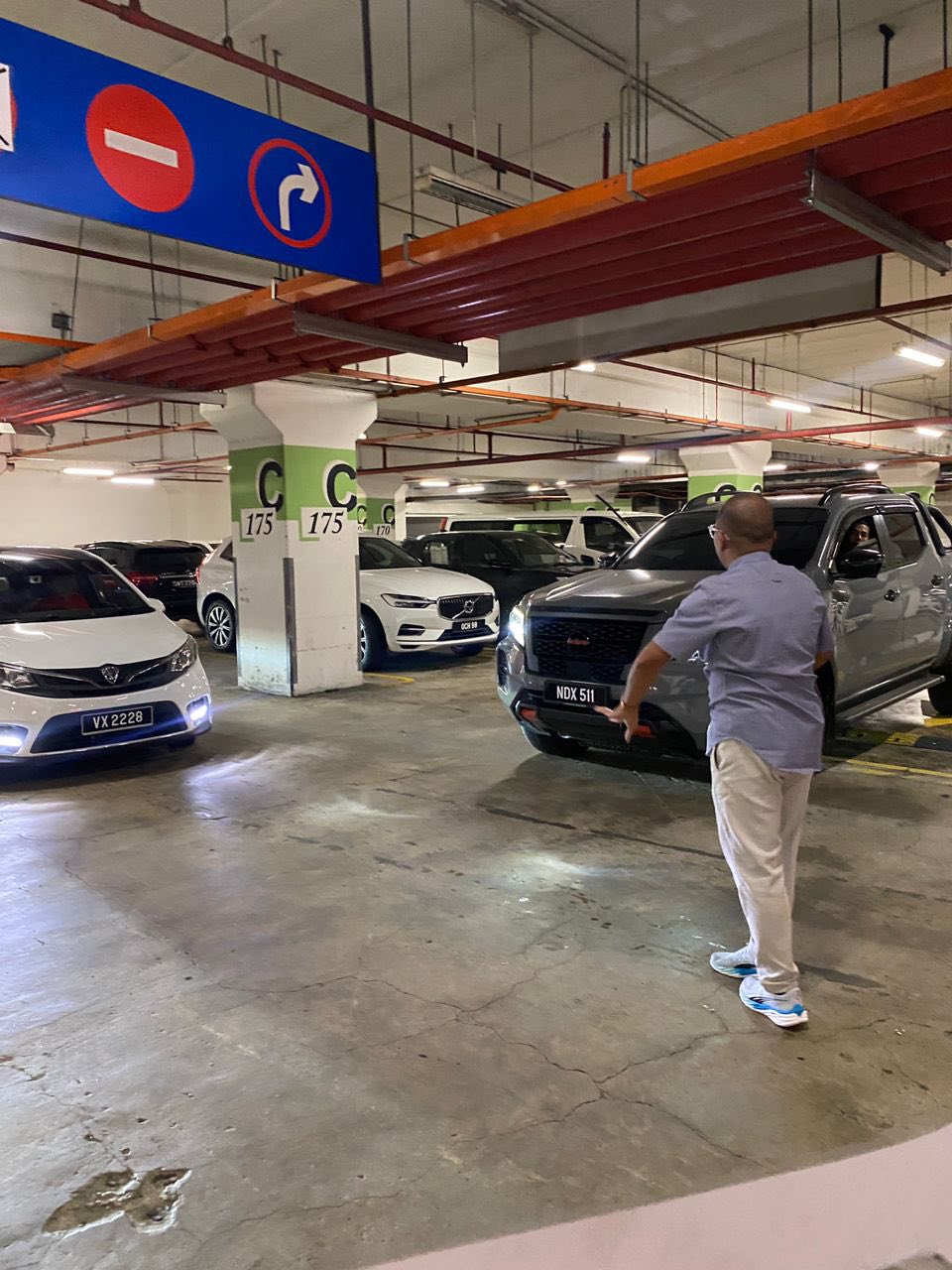 Customers being guided to alternative parking exits