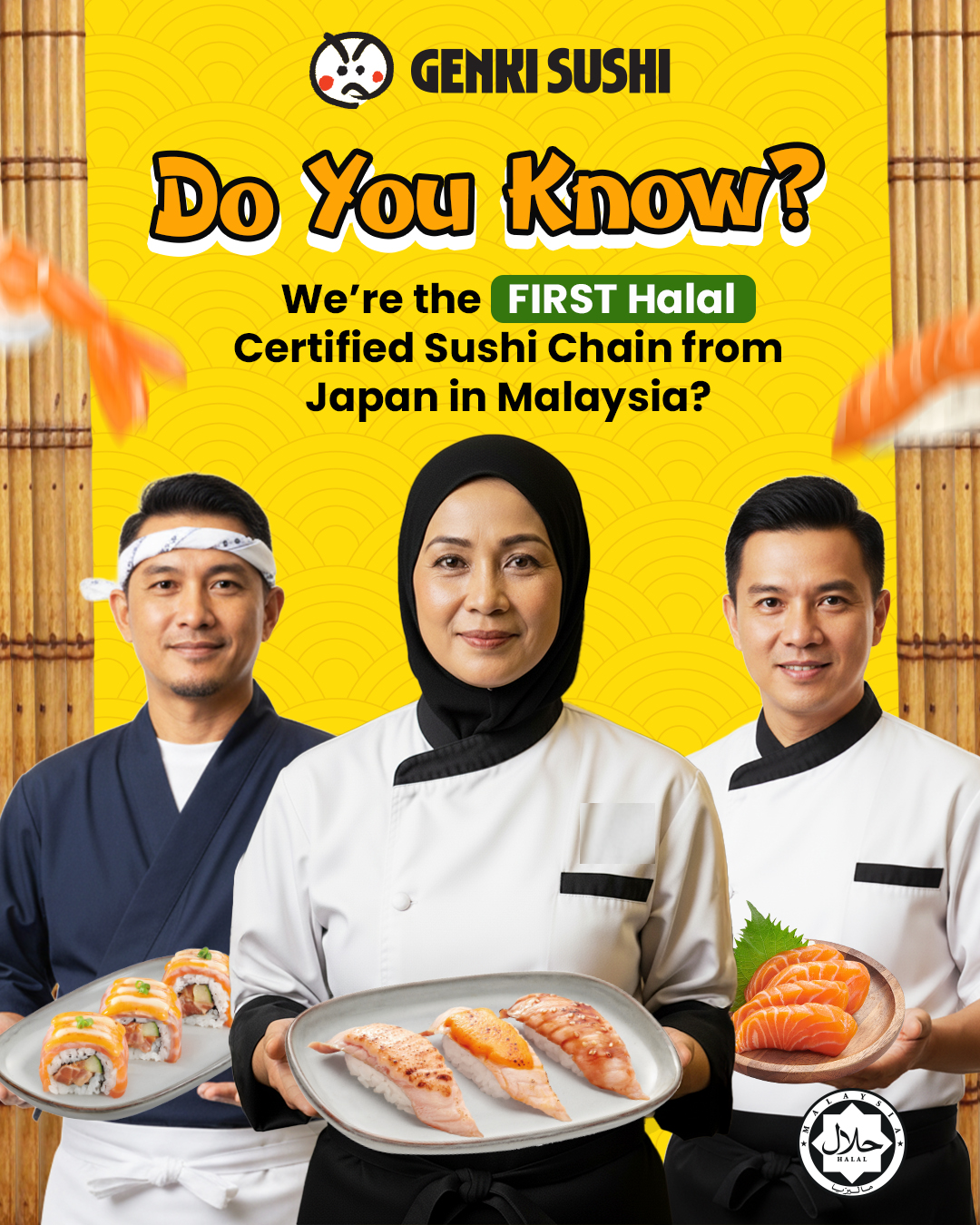 A vibrant selection of sushi and Japanese dishes from Genki Sushi, presented attractively.