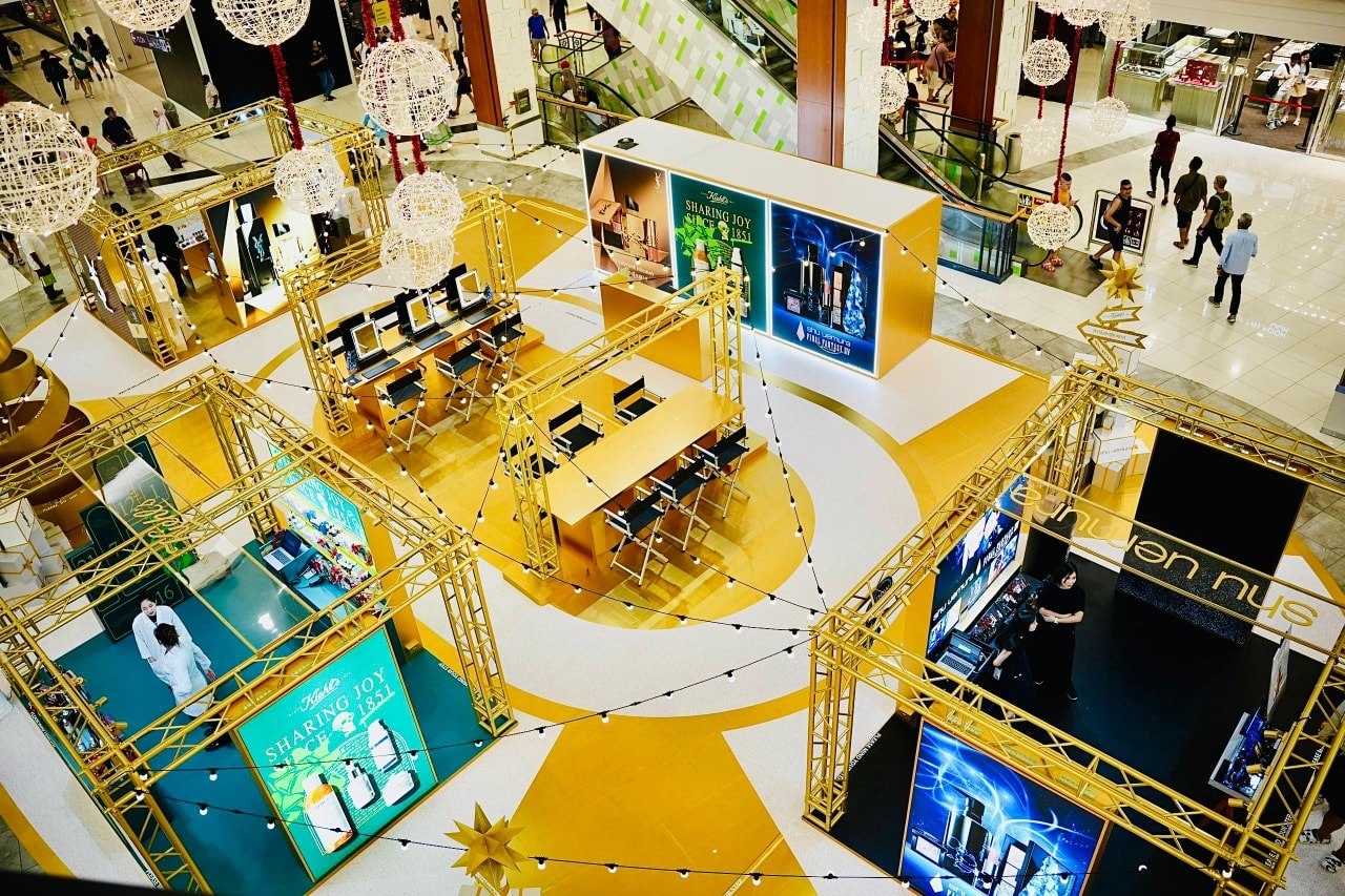 Festive display at the Christmas beauty pop-up event