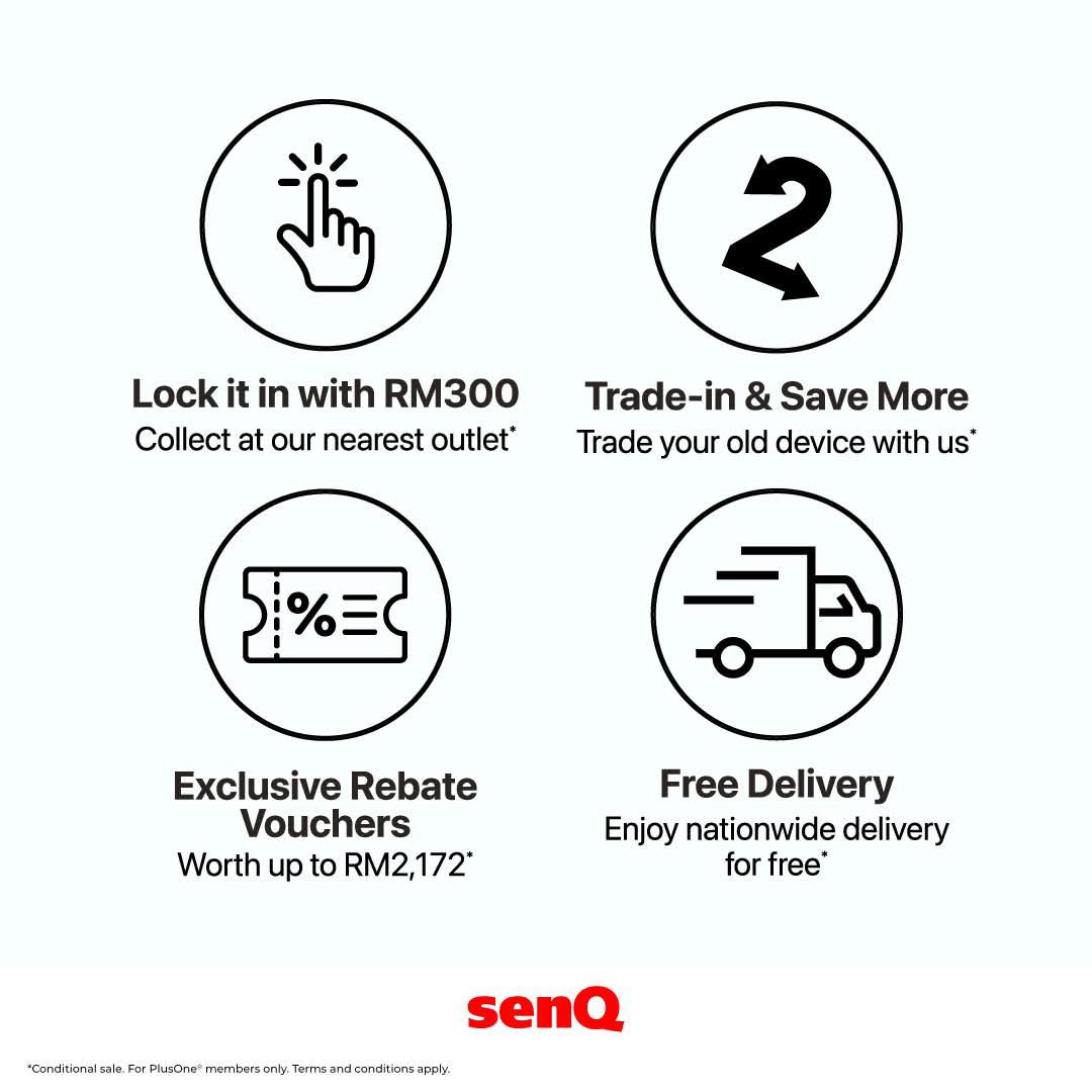 senQ AEON TEBRAU CITY store front promoting iPhone 17 pre-orders