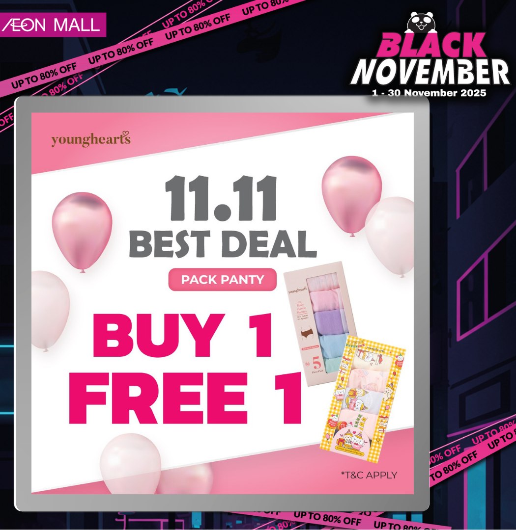 Young Hearts 11.11 Buy 1 Free 1 Promotion on Pack Panties