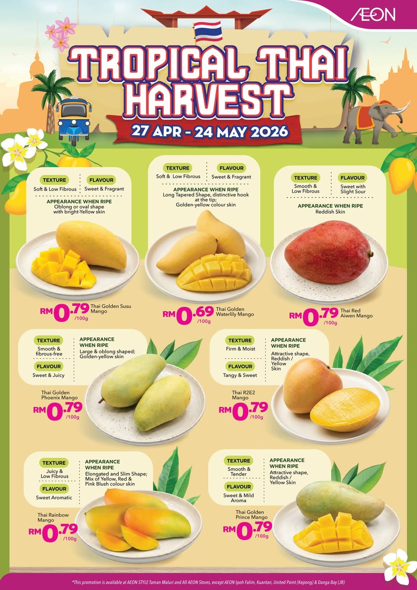 Freshly harvested Thai produce on display at AEON Malaysia