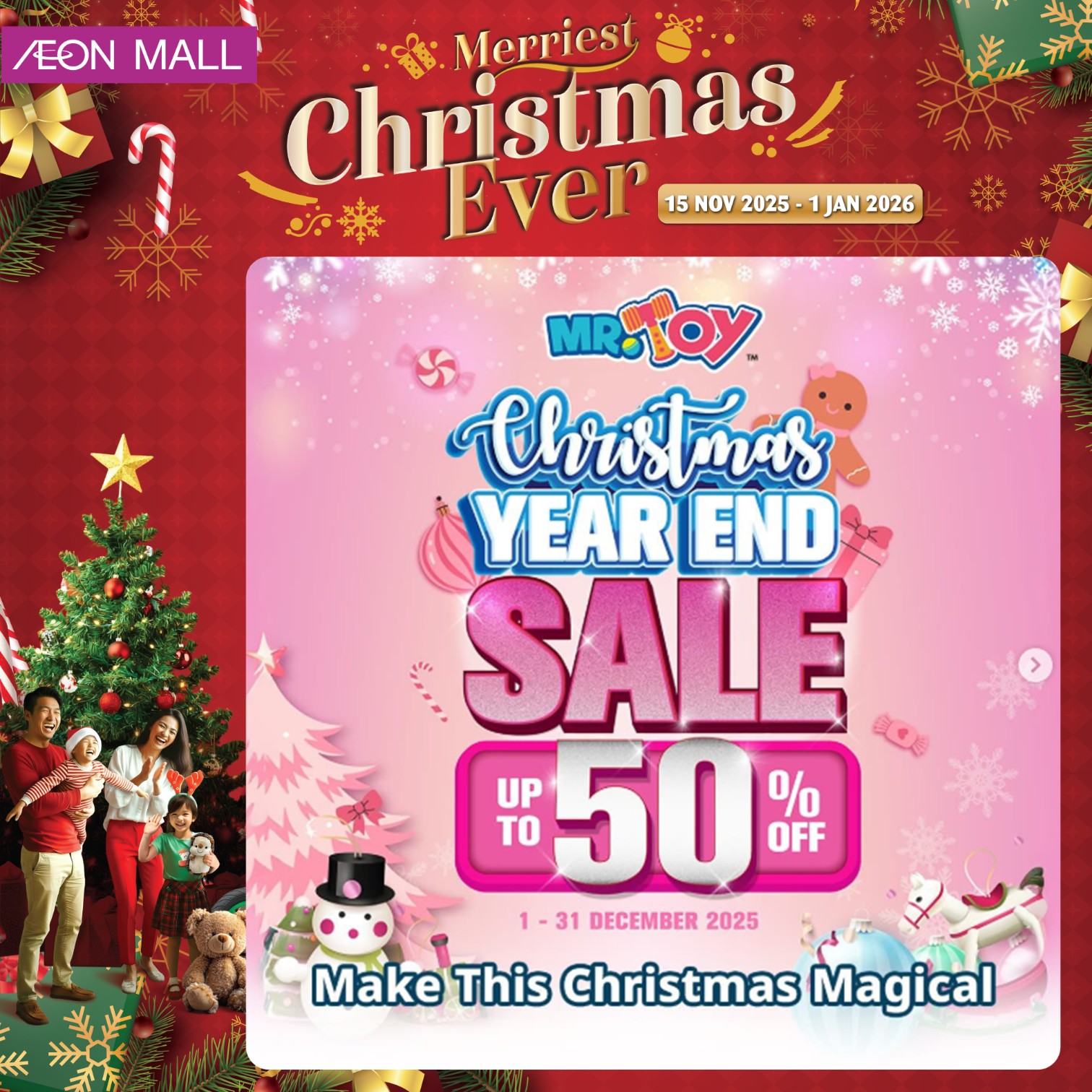 A festive holiday shopping scene with sparkling lights