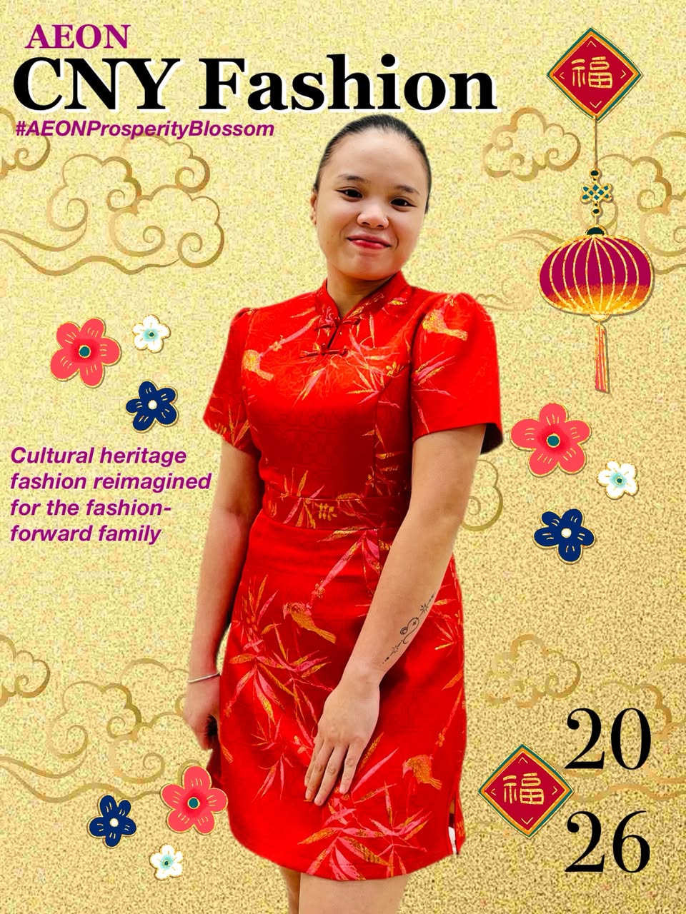 A modern take on traditional Chinese New Year fashion featuring contemporary silhouettes