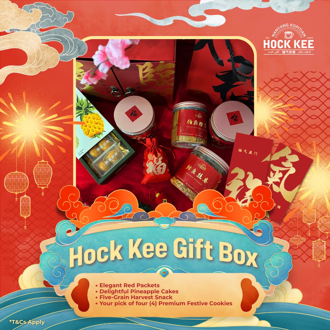 Festive decorations and Hock Kee booth setup