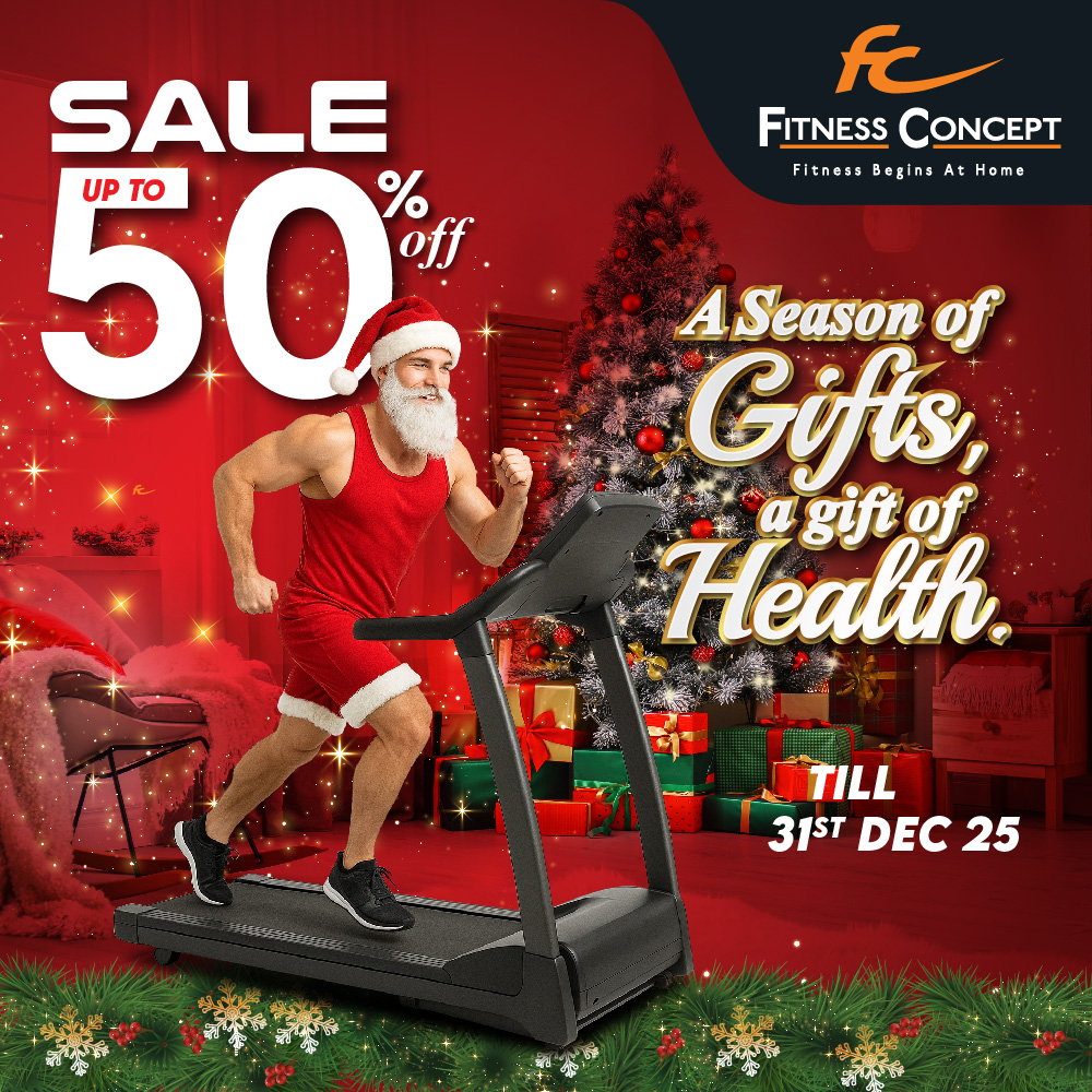 Person exercising happily during the holiday season