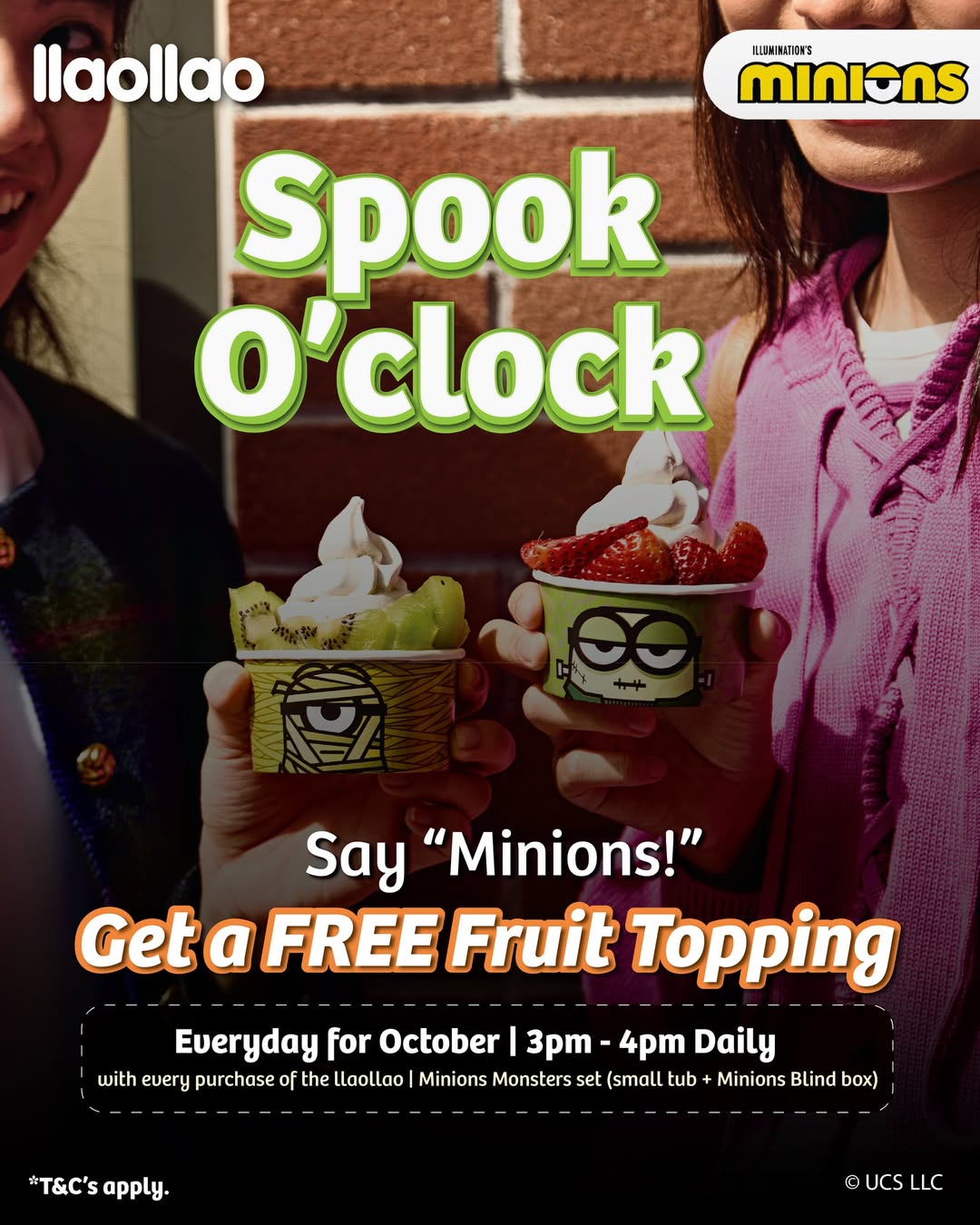 A festive Halloween-themed image promoting llaollao's October daily offer.