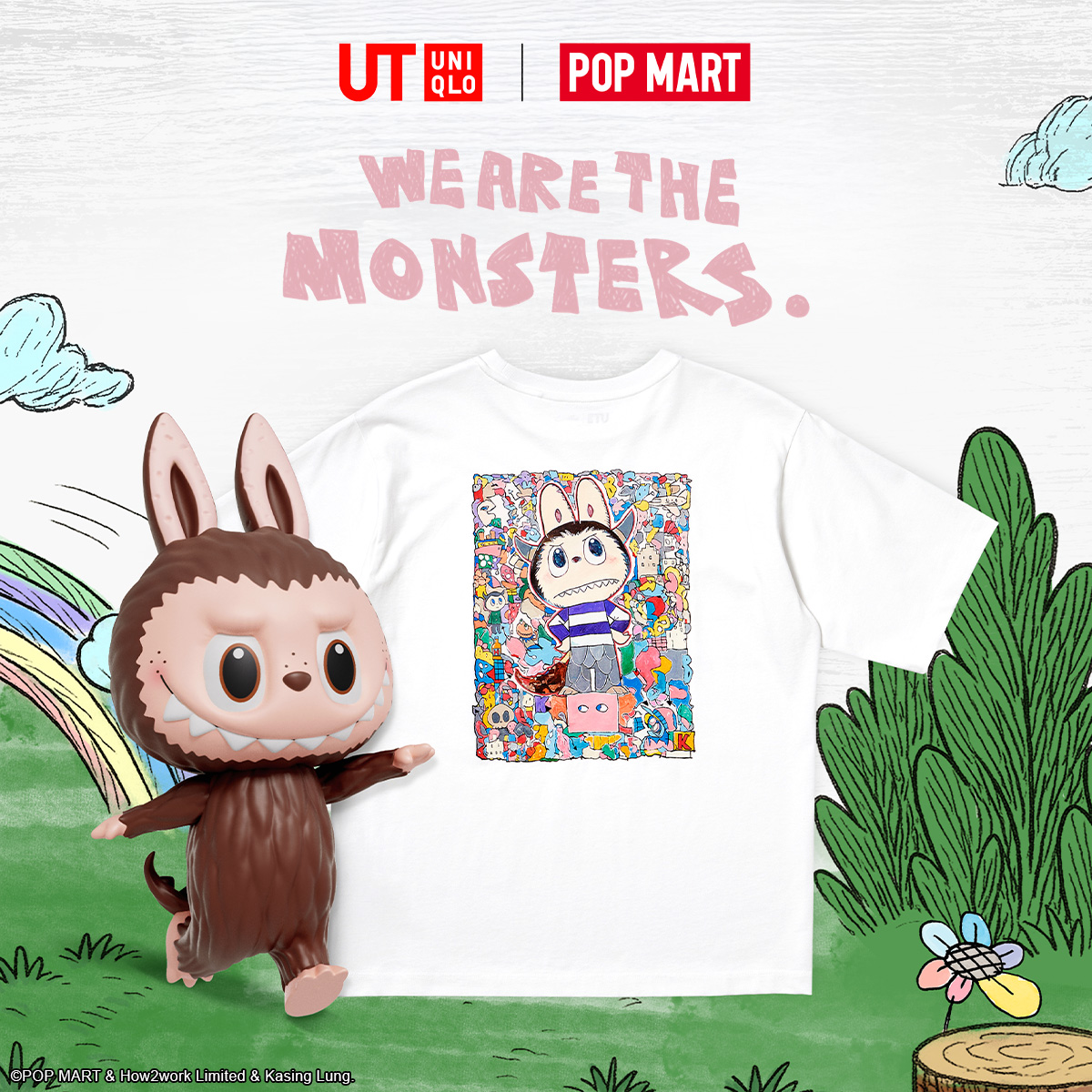 UNIQLO x POP MART 'The Monsters' collection t-shirt featuring LABUBU