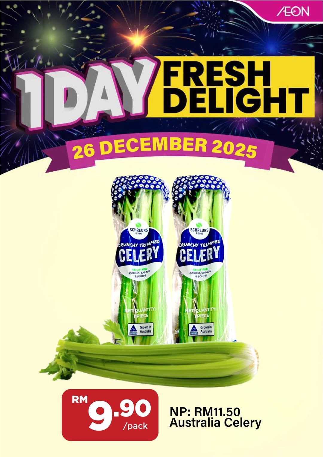 Freshly harvested Australian Celery stalks