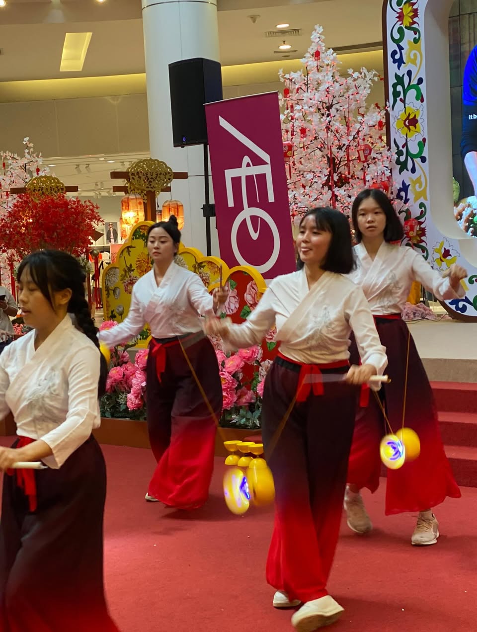 Performers engaging with the crowd after the performance