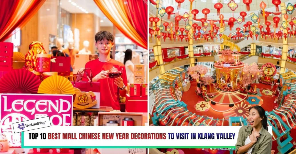 Vibrant Chinese New Year festive decorations in a Klang Valley shopping mall atrium