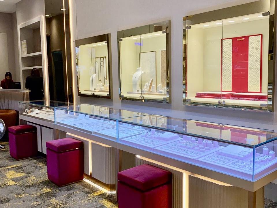 Elegant gold jewelry display