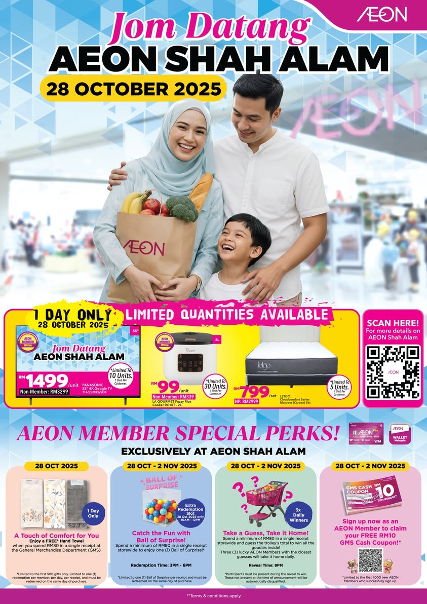 Bright and spacious interior of the newly designed AEON Shah Alam.