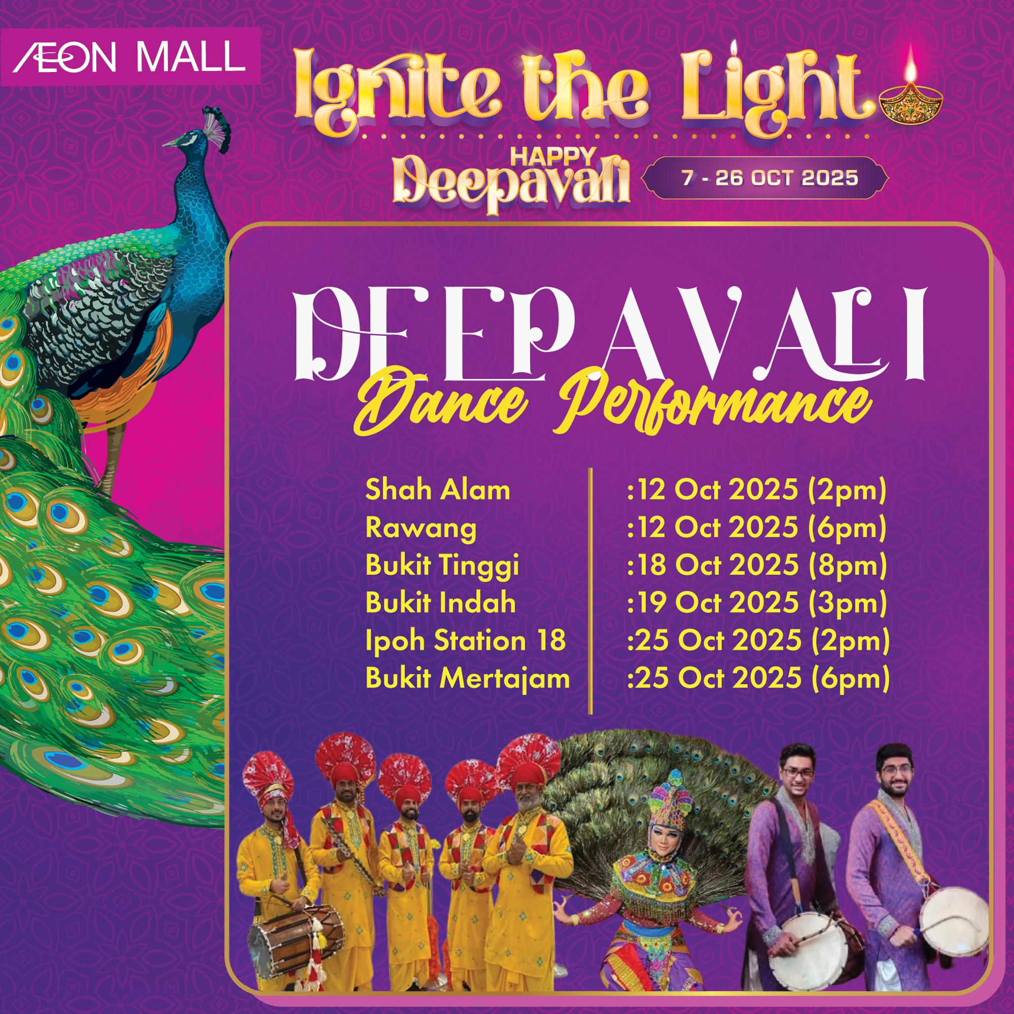 Deepavali celebrations and festive atmosphere at AEON MALL