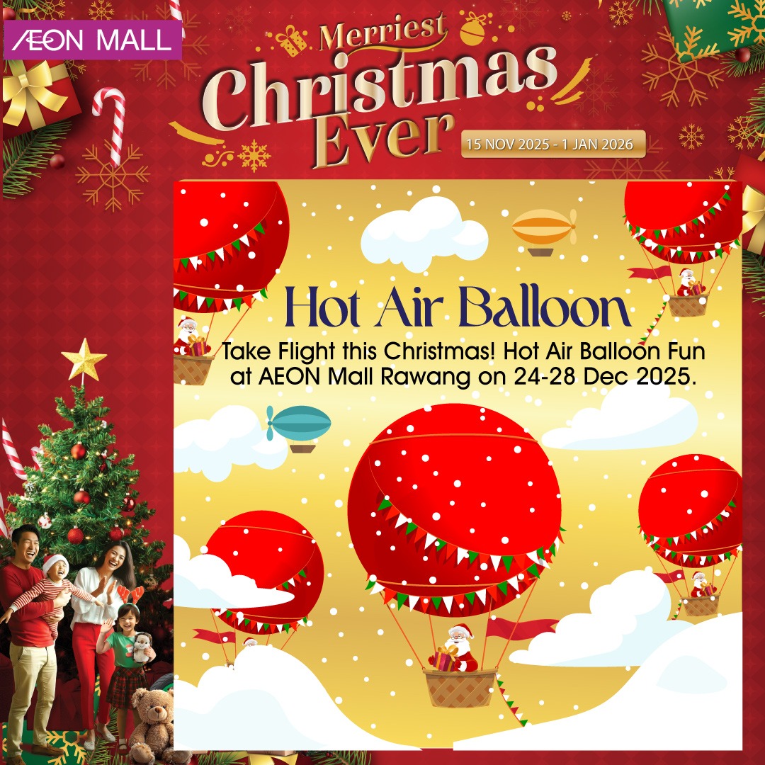 Festive Christmas decorations at AEON Mall