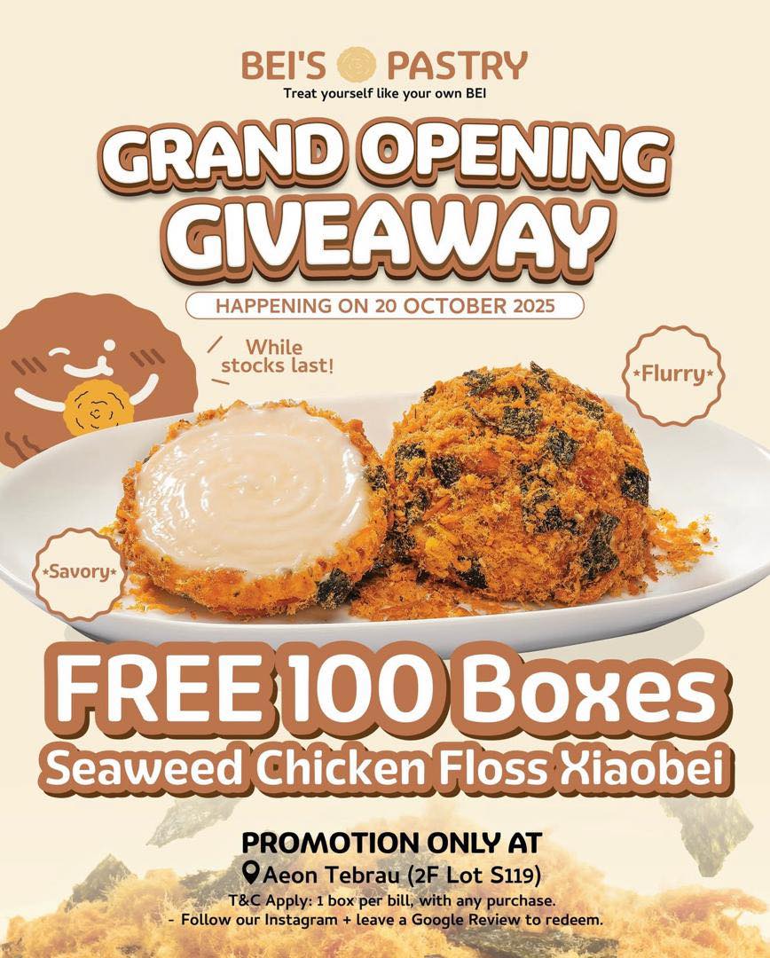 Exciting grand opening event featuring delicious Chicken Floss XiaoBei pastries