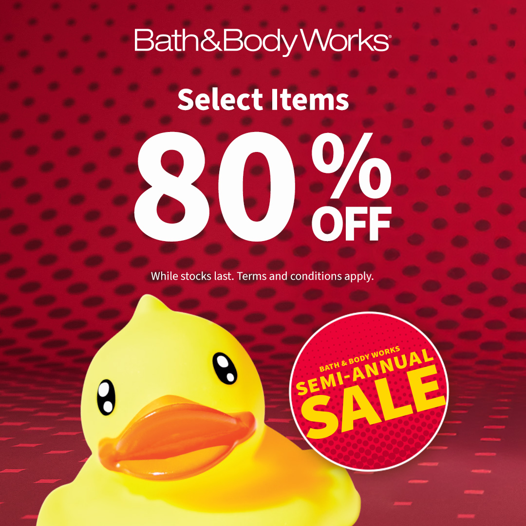 Bath & Body Works Semi-Annual Sale banner with discounted items