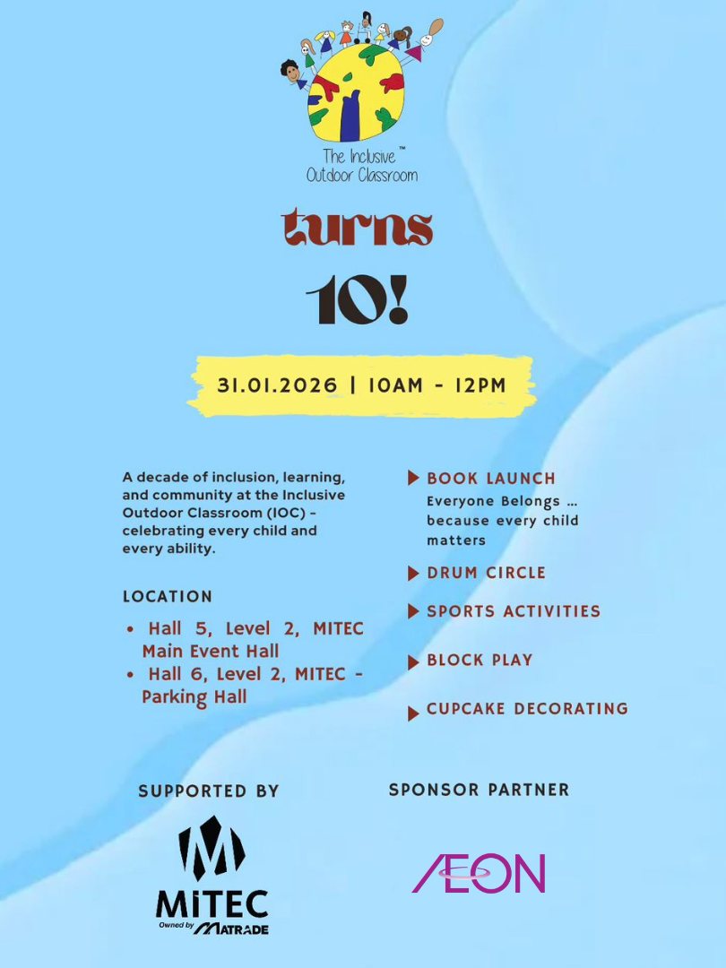 Community members and children celebrating the 10th anniversary of the Inclusive Outdoor Classroom