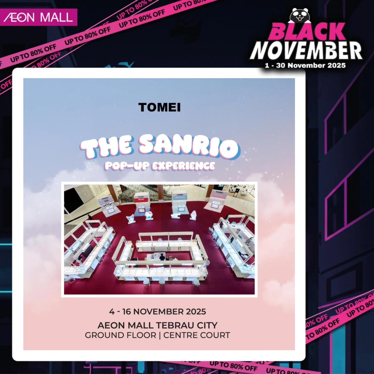 Shoppers enjoying Black November deals at AEON Mall Tebrau City