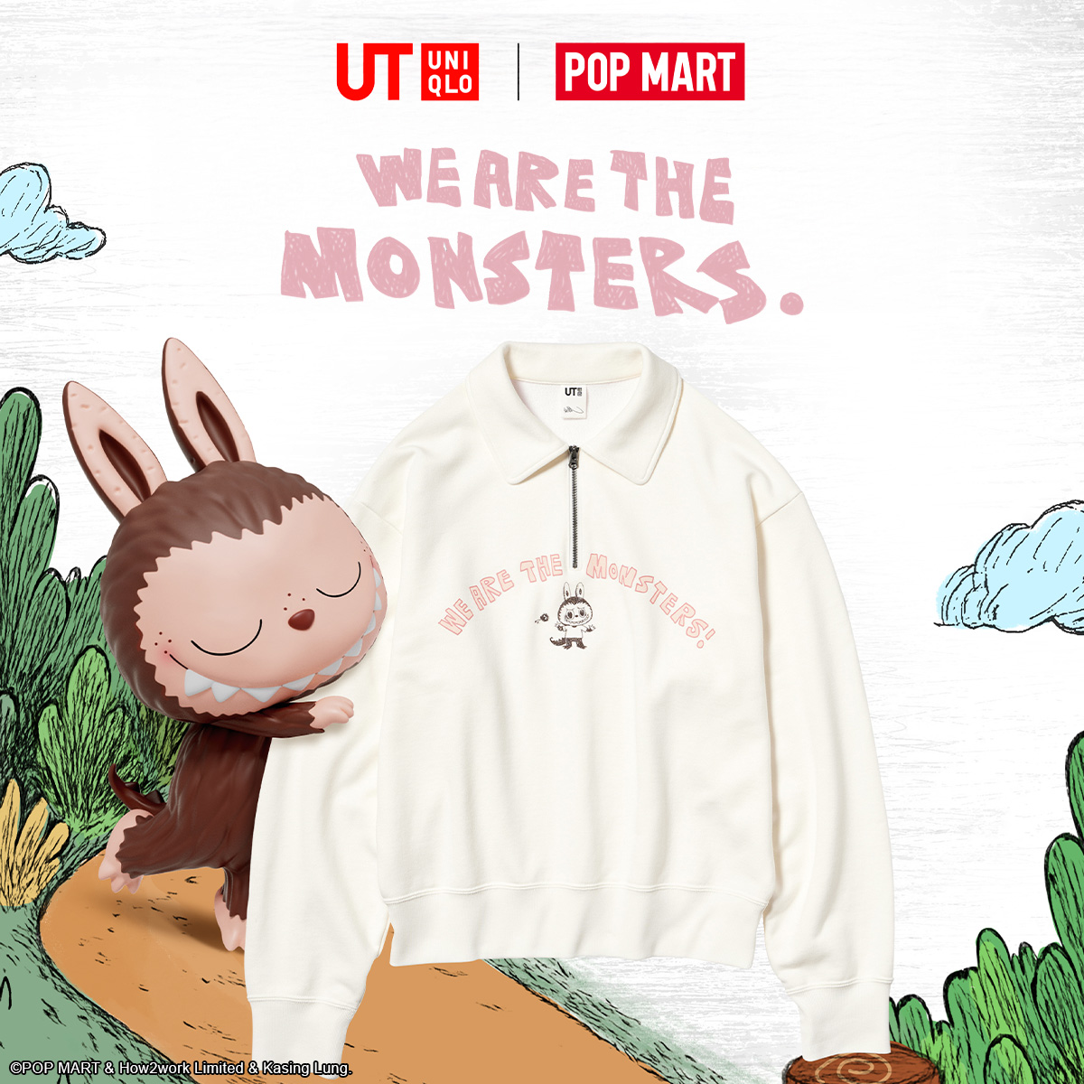 Close-up of a UNIQLO x POP MART 'The Monsters' design