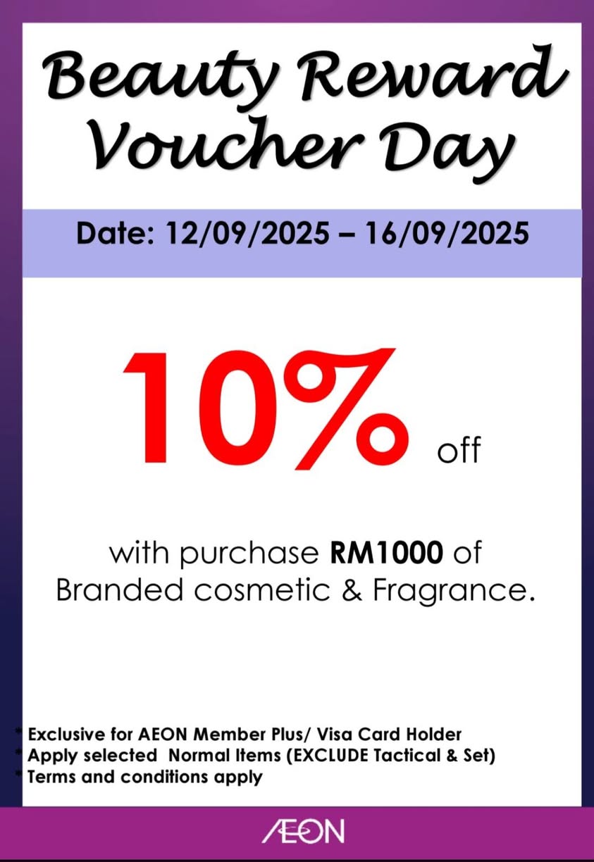 Graphic detailing the Aeon Beauty Rewards offers