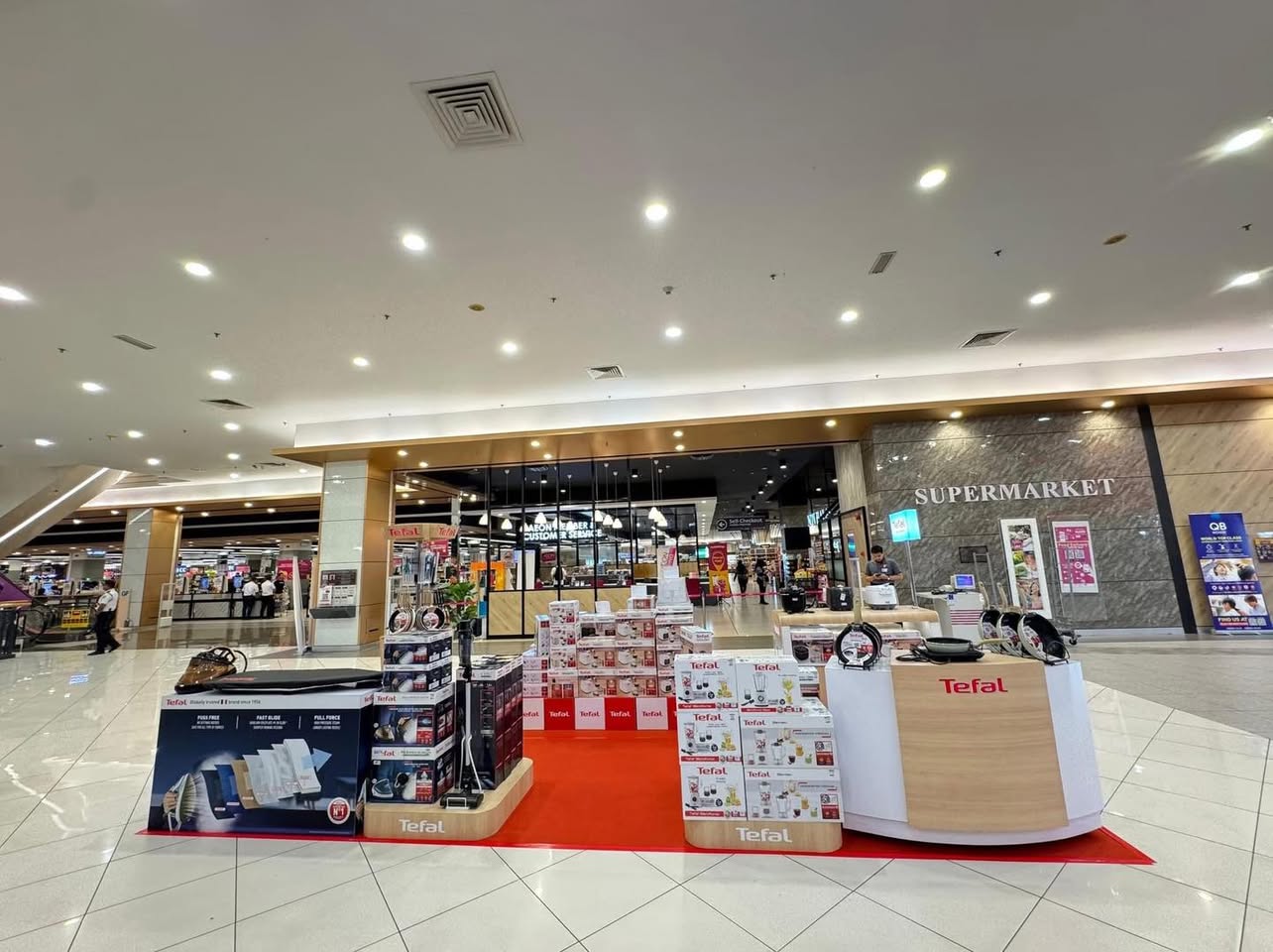 A vibrant display of TEFAL products at the roadshow.