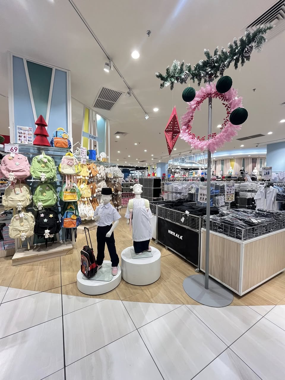 Back to school uniforms and supplies display