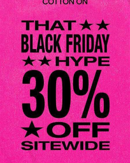 Cotton On store exterior or stylish apparel display during Black Friday sale