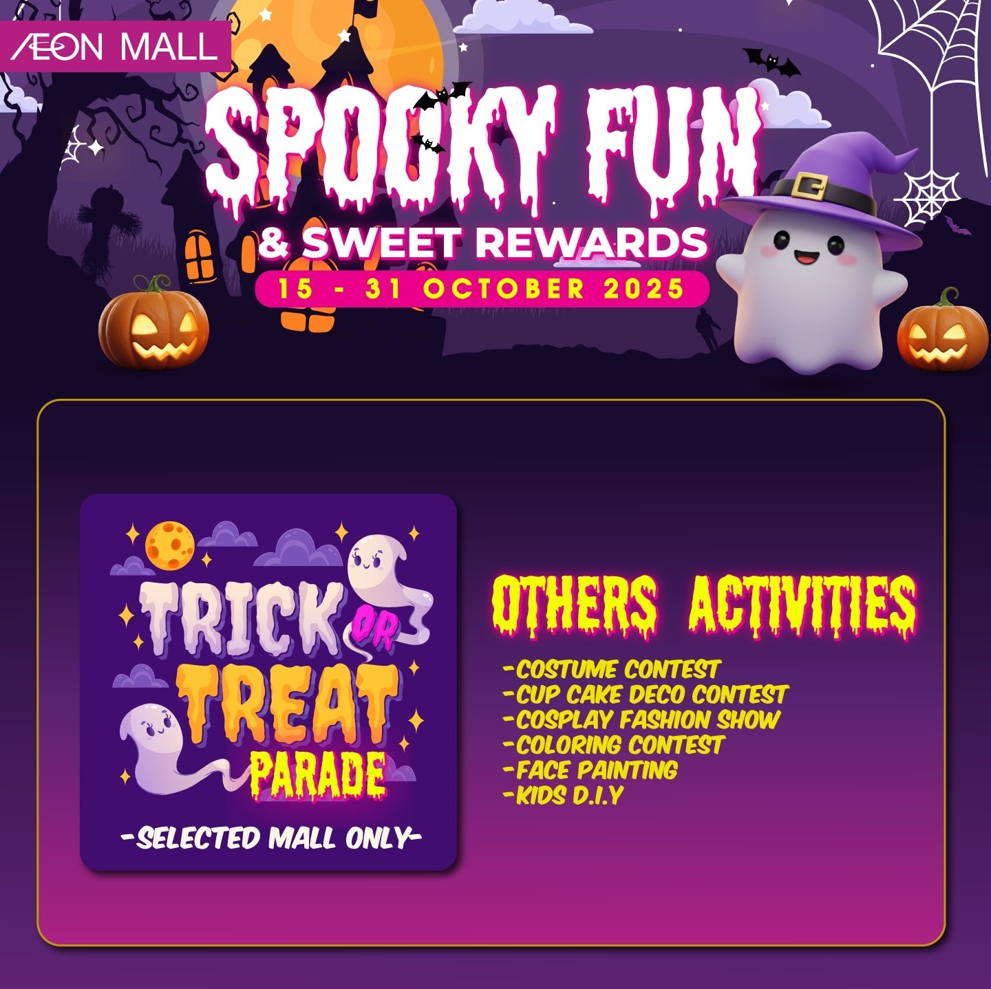 Halloween decorations and promotions at AEON MALL