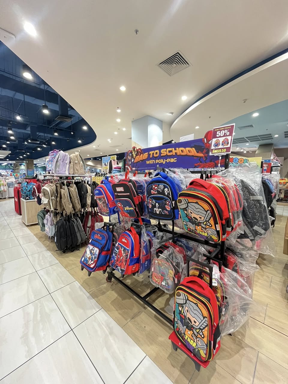 A variety of school bags and backpacks