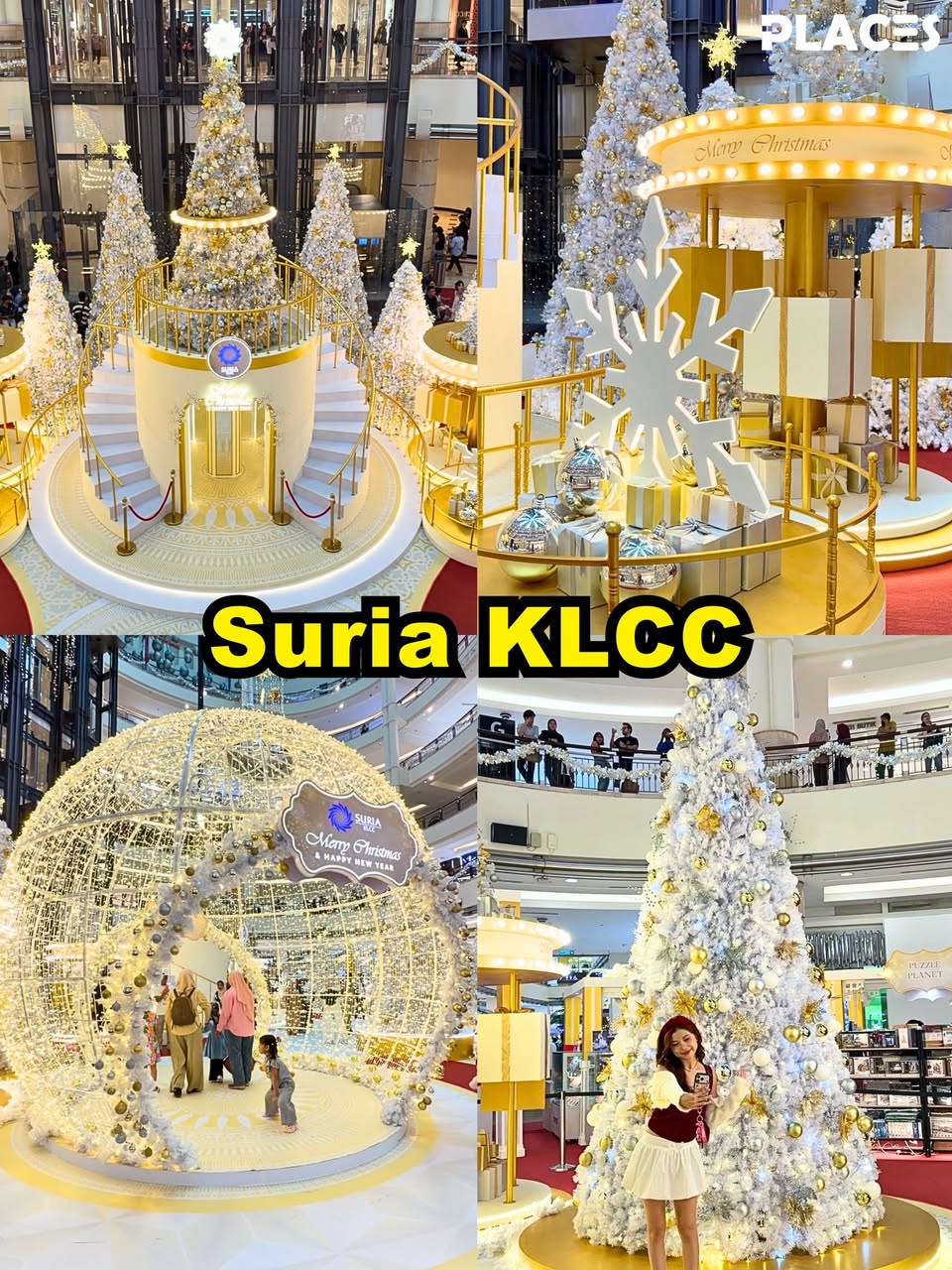 Intricate Christmas decorations creating a festive atmosphere for shoppers