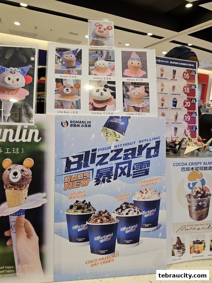 A display of creative ice cream cones and Blizzard desserts from Romanlin.
